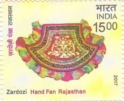 Indian Postage Stamp on INDIAN HAND FAN