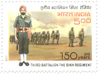 Indian Postage Stamp on Third Battalion The Sikh Regiment