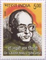 Indian Postage Stamp on Dr. Laxmi Mall Singhvi
